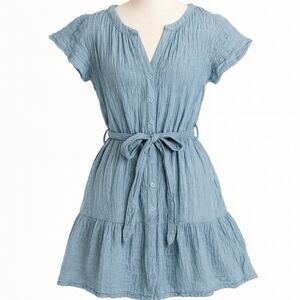 Blu Pepper Textured Blue Mini Dress